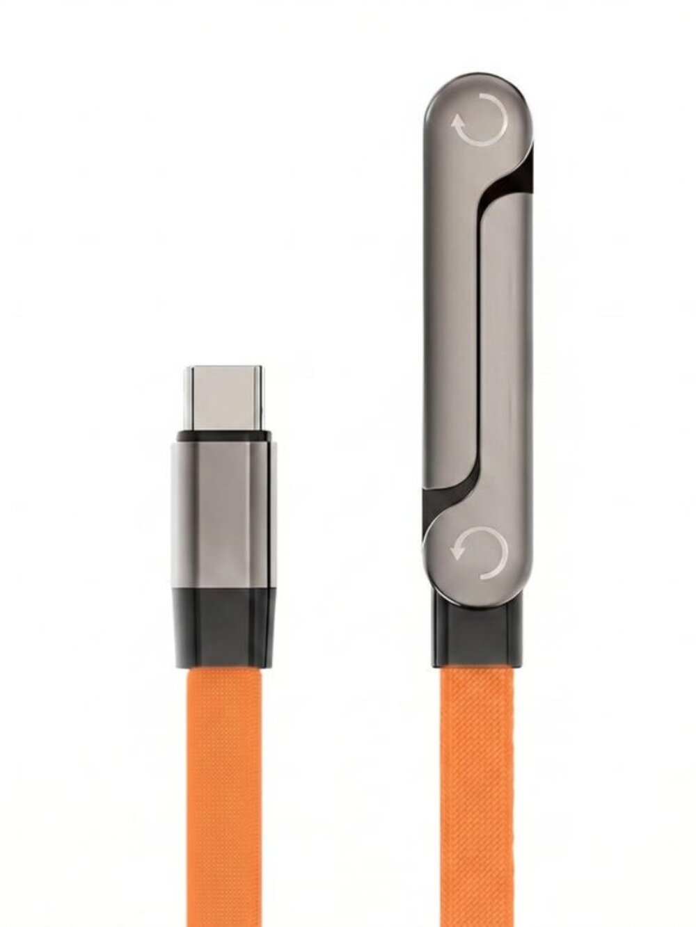 60W Orange 2-in-1 Fast Charging Cable with Foldable Stand